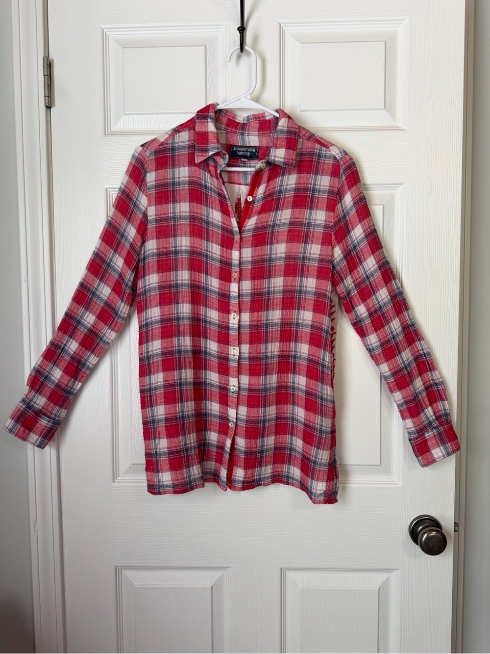 Johnny Was Red Plaid Button-Up Shirt